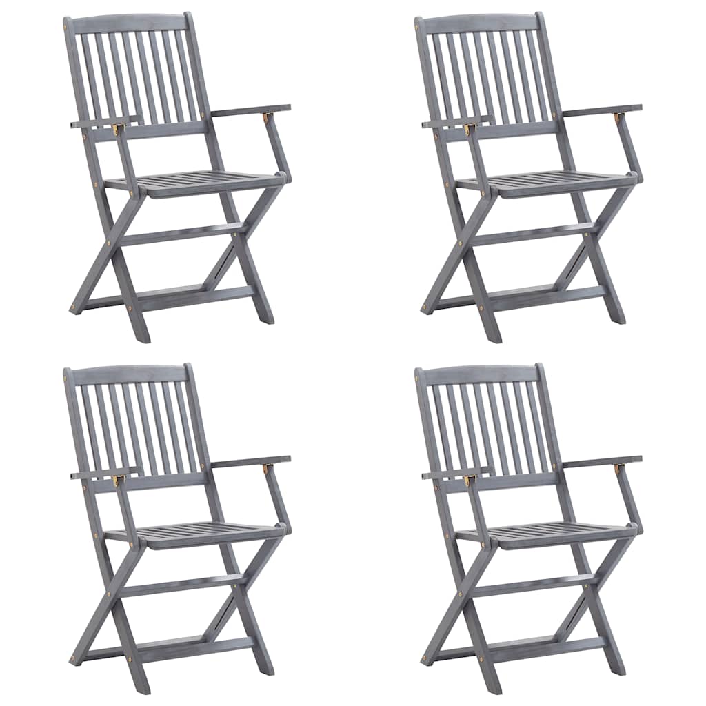 Cadeiras exterior dobráveis c/ almofadões 4 pcs acácia maciça