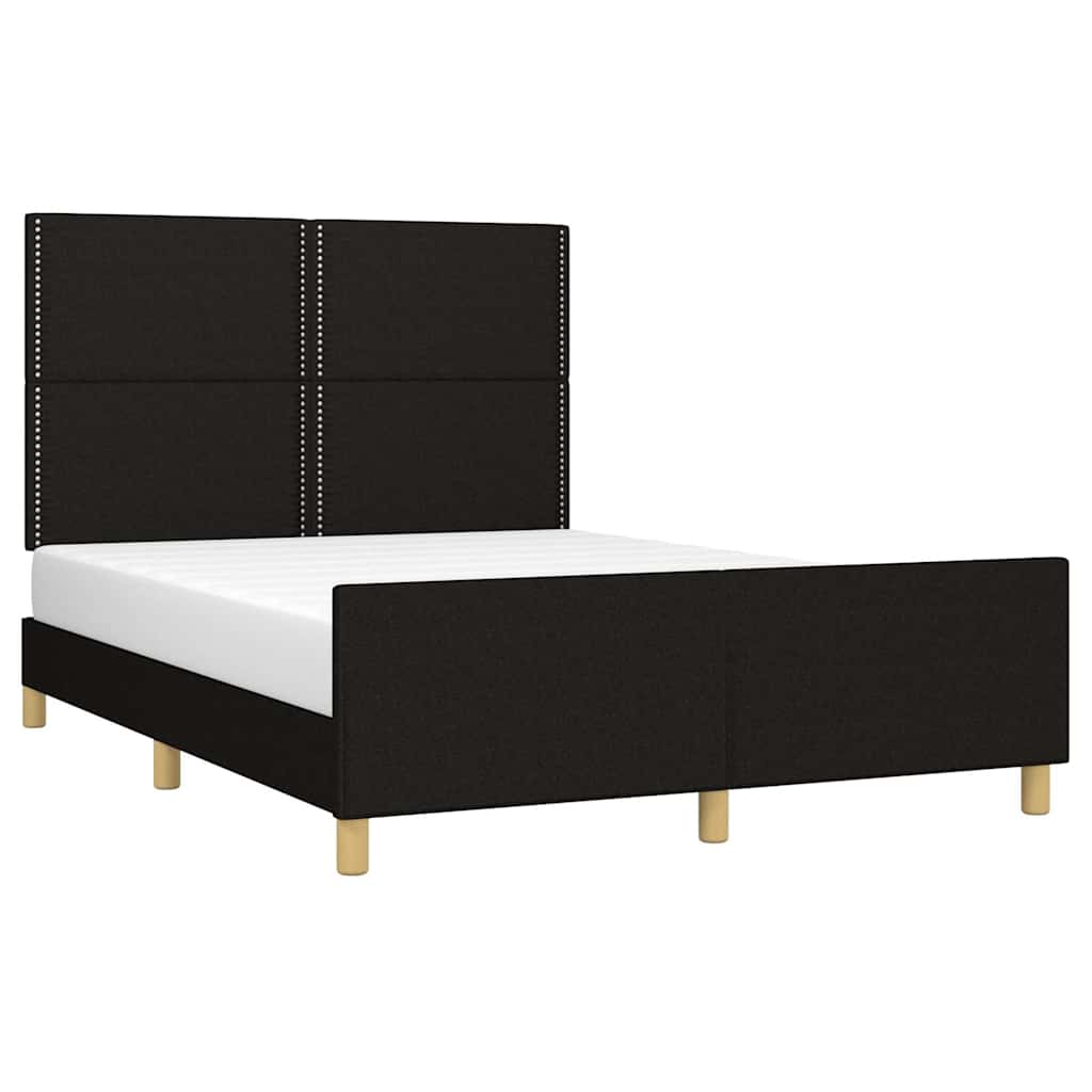 Estrutura de cama sem colchão 140x190 cm tecido preto