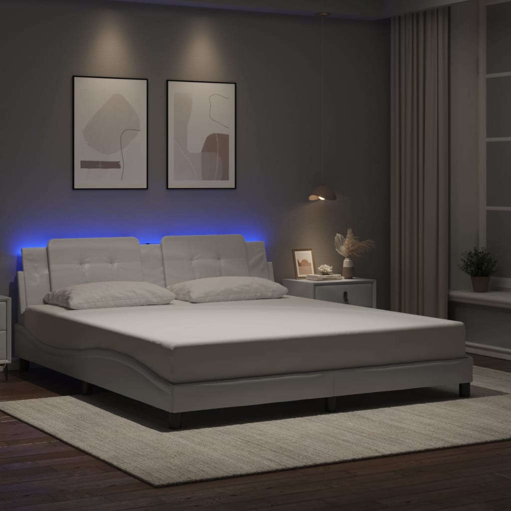 Estrutura de cama com LED sem colchão zadar 180x200 cm branco