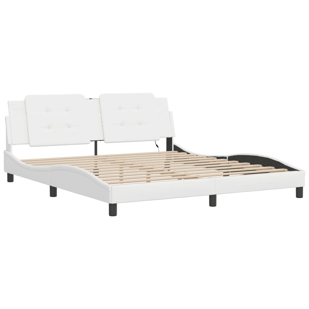Estrutura de cama com LED sem colchão zadar 180x200 cm branco