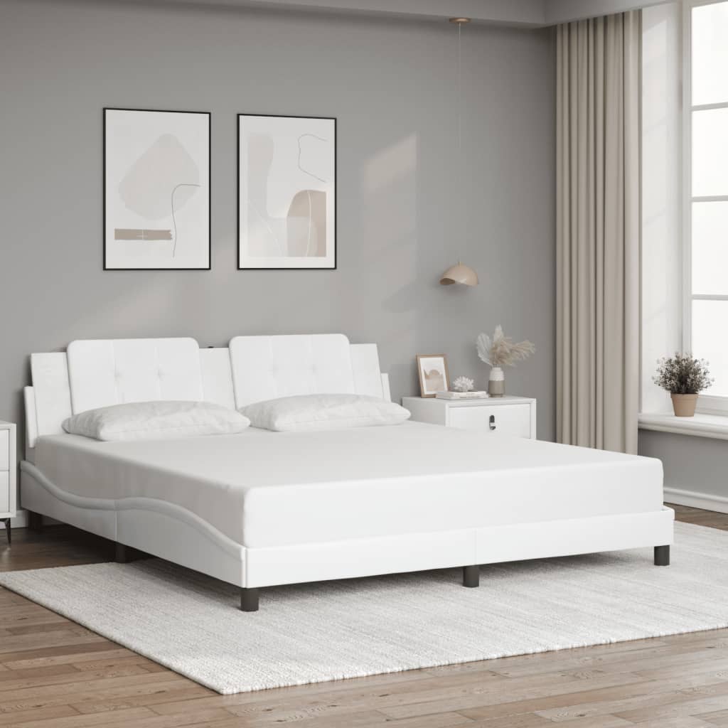 Estrutura de cama com LED sem colchão zadar 180x200 cm branco