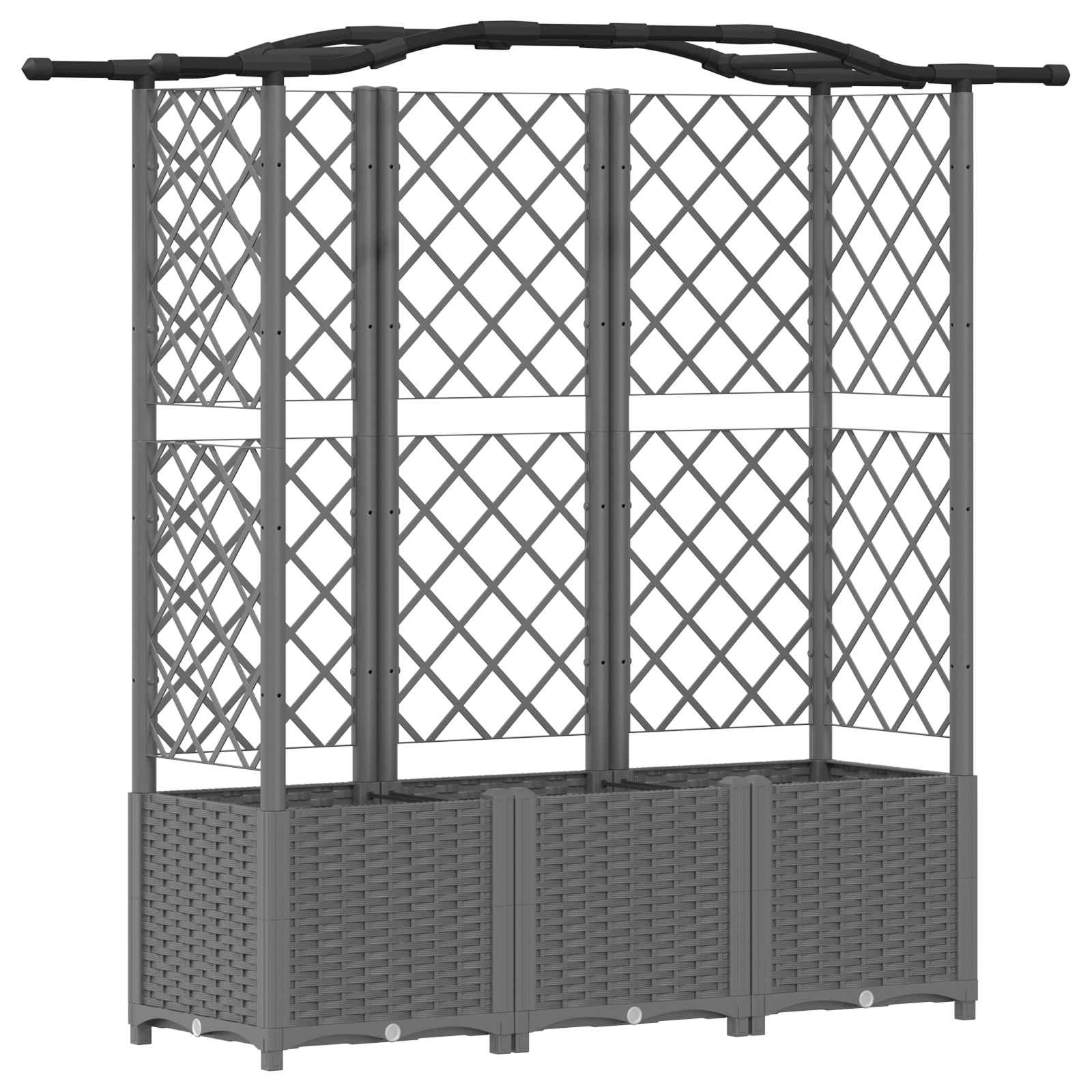 Cama elevada com treliça e telhado cinzento-claro PP