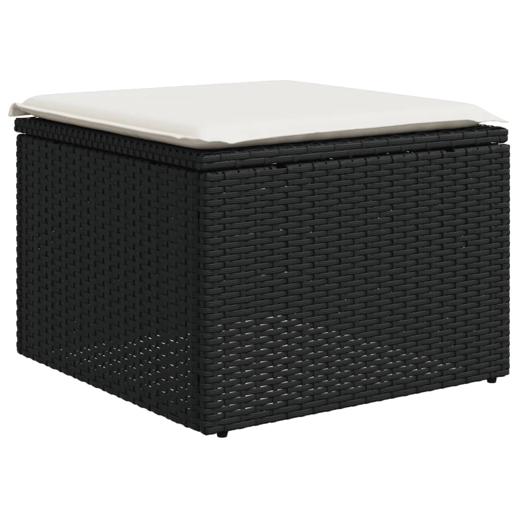 6 Pcs conjunto sofás de jardim c/ almofadões vime PE preto