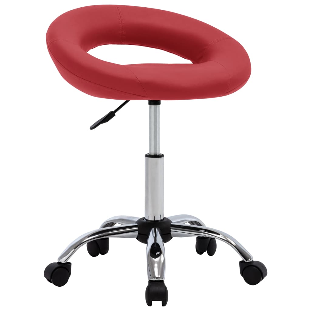 Cadeira de trabalho com rodas couro artificial vermelho tinto