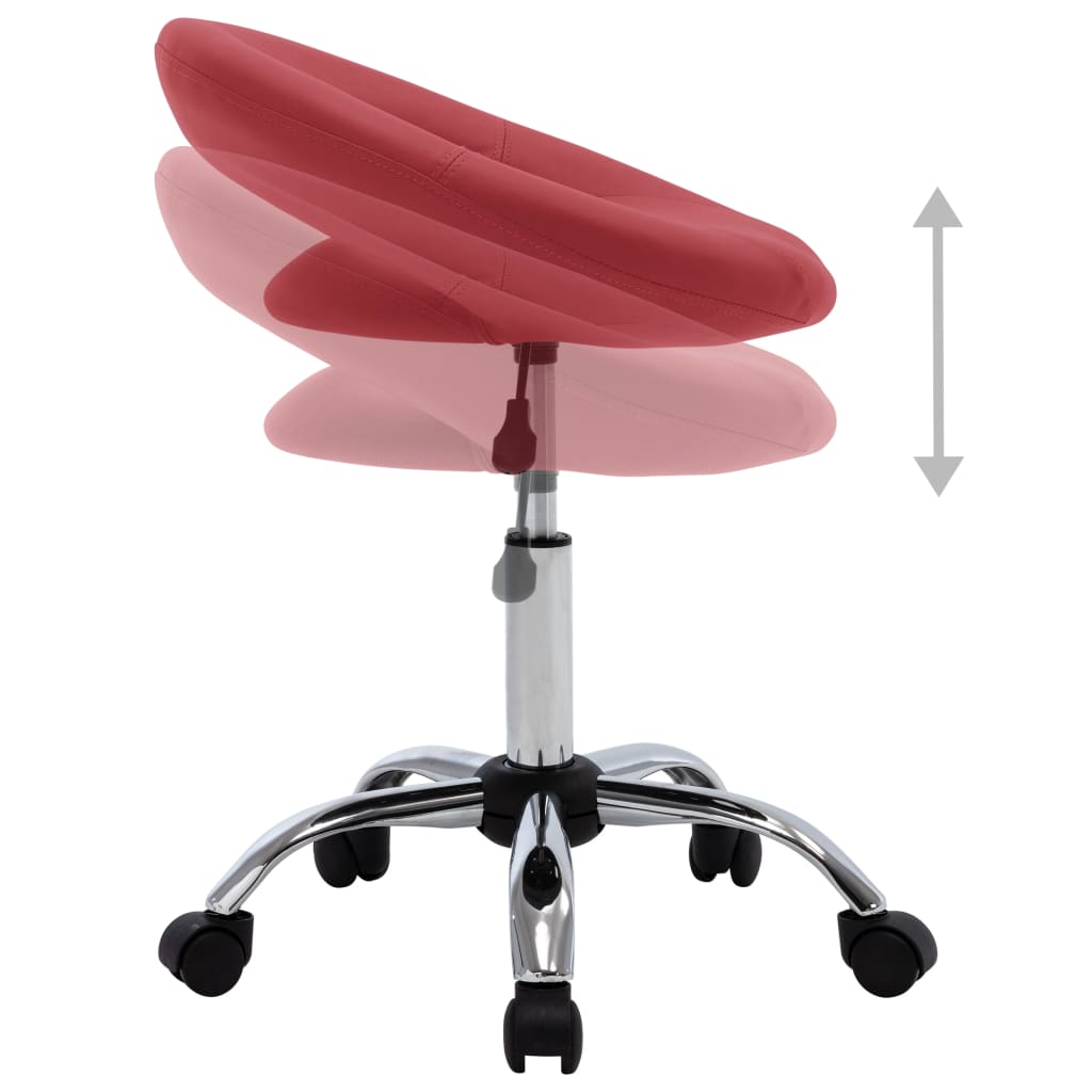 Cadeira de trabalho com rodas couro artificial vermelho tinto