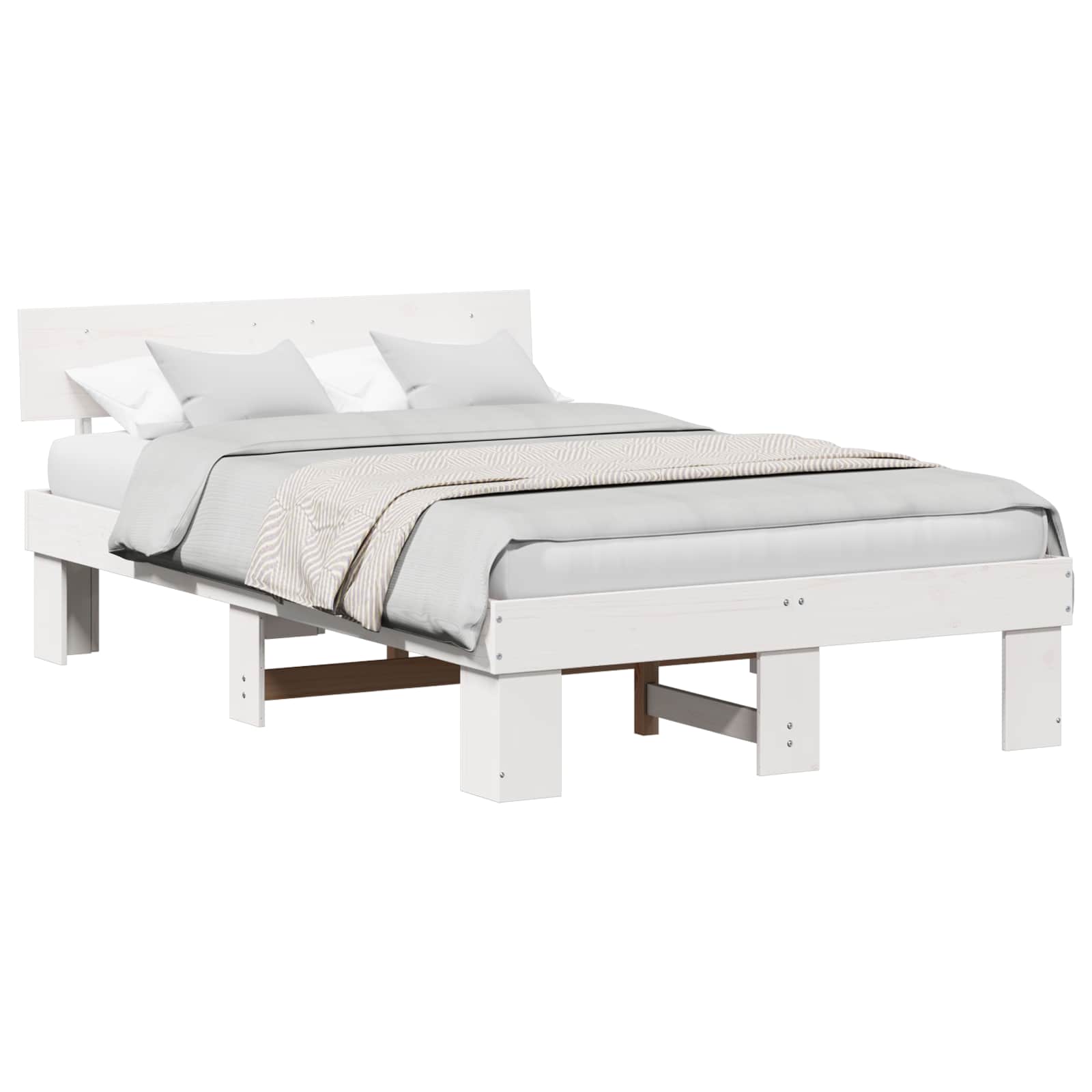 Estrutura da cama com cabeceira branco 135 x 190 cm