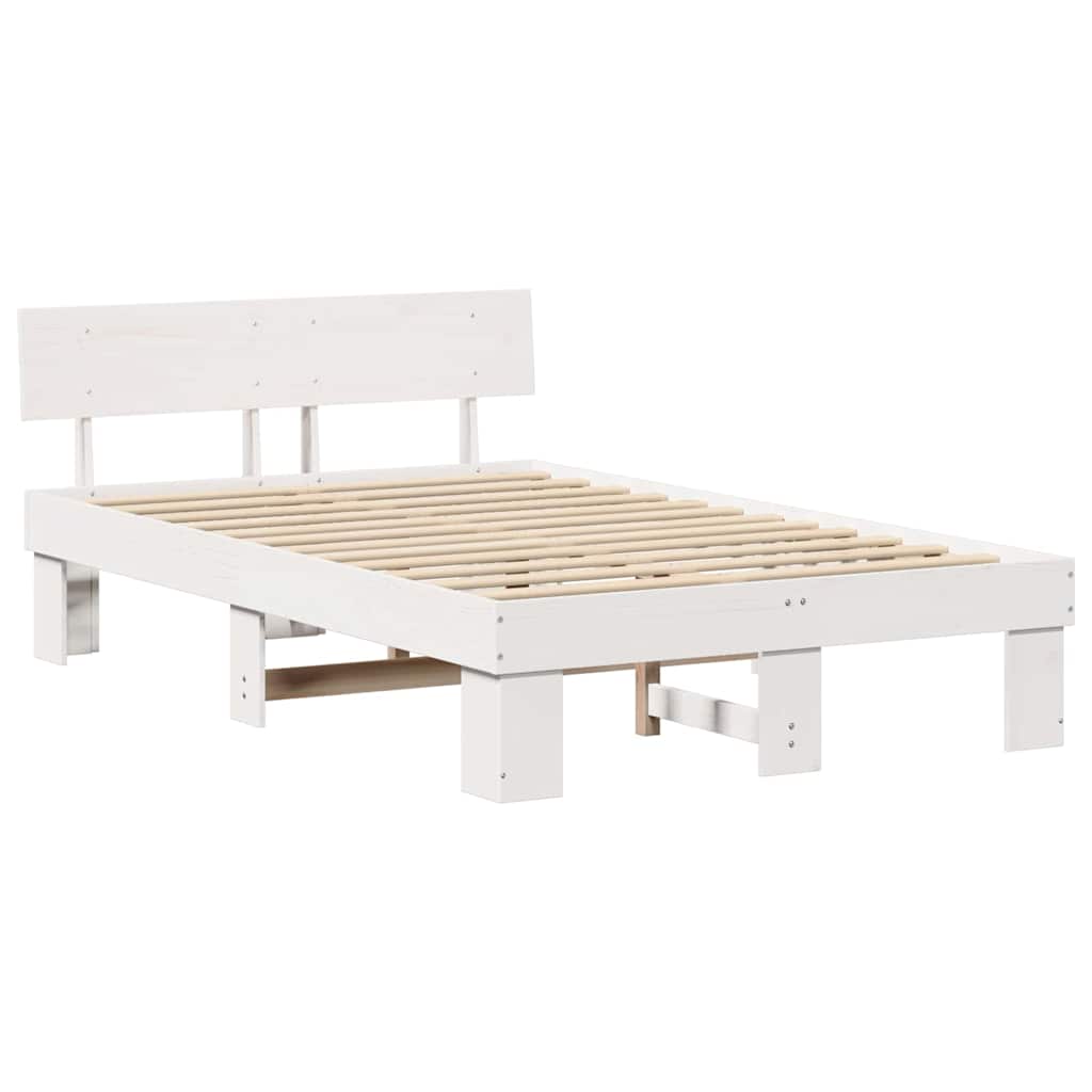 Estrutura da cama com cabeceira branco 135 x 190 cm