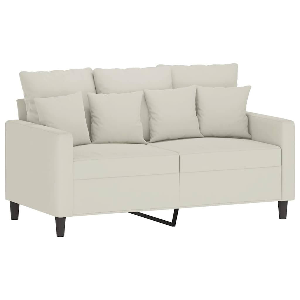 3 Pcs conjunto de sofás com almofadões veludo cor creme