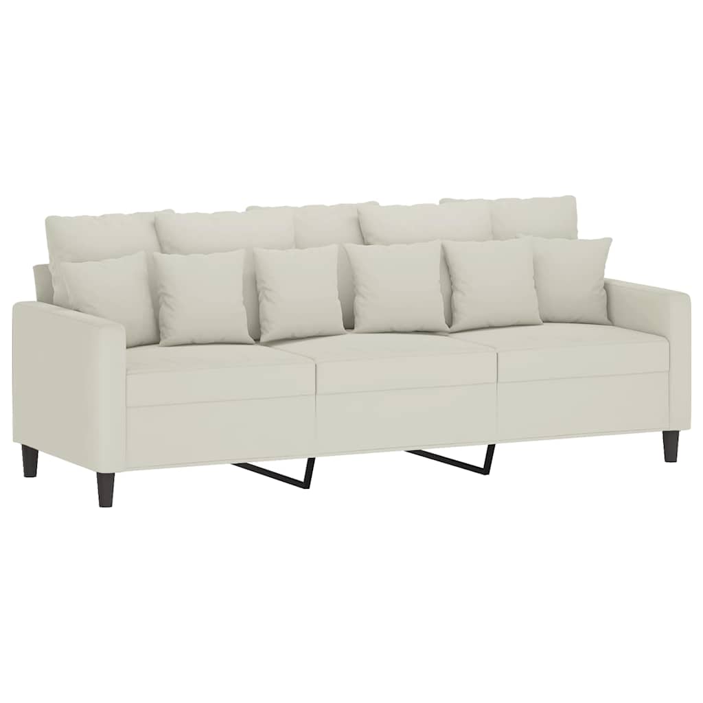 3 Pcs conjunto de sofás com almofadões veludo cor creme