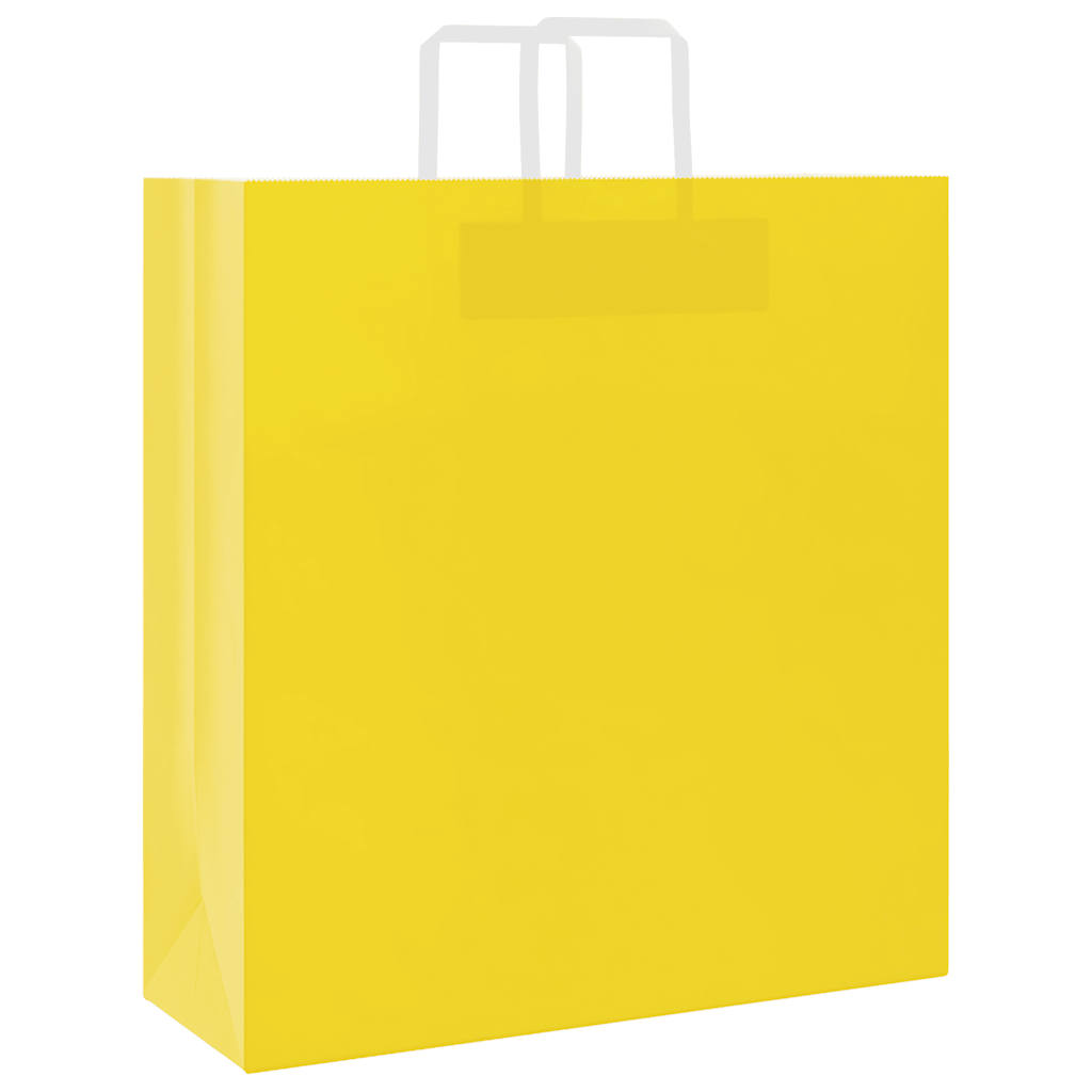 Sacos de papel 250 unid com alças amarelo 45x17x48 cm