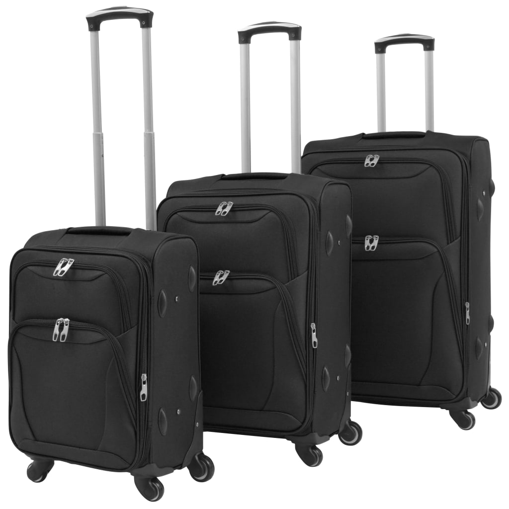 Conjunto de tróleis em estojo mole 3 pcs preto