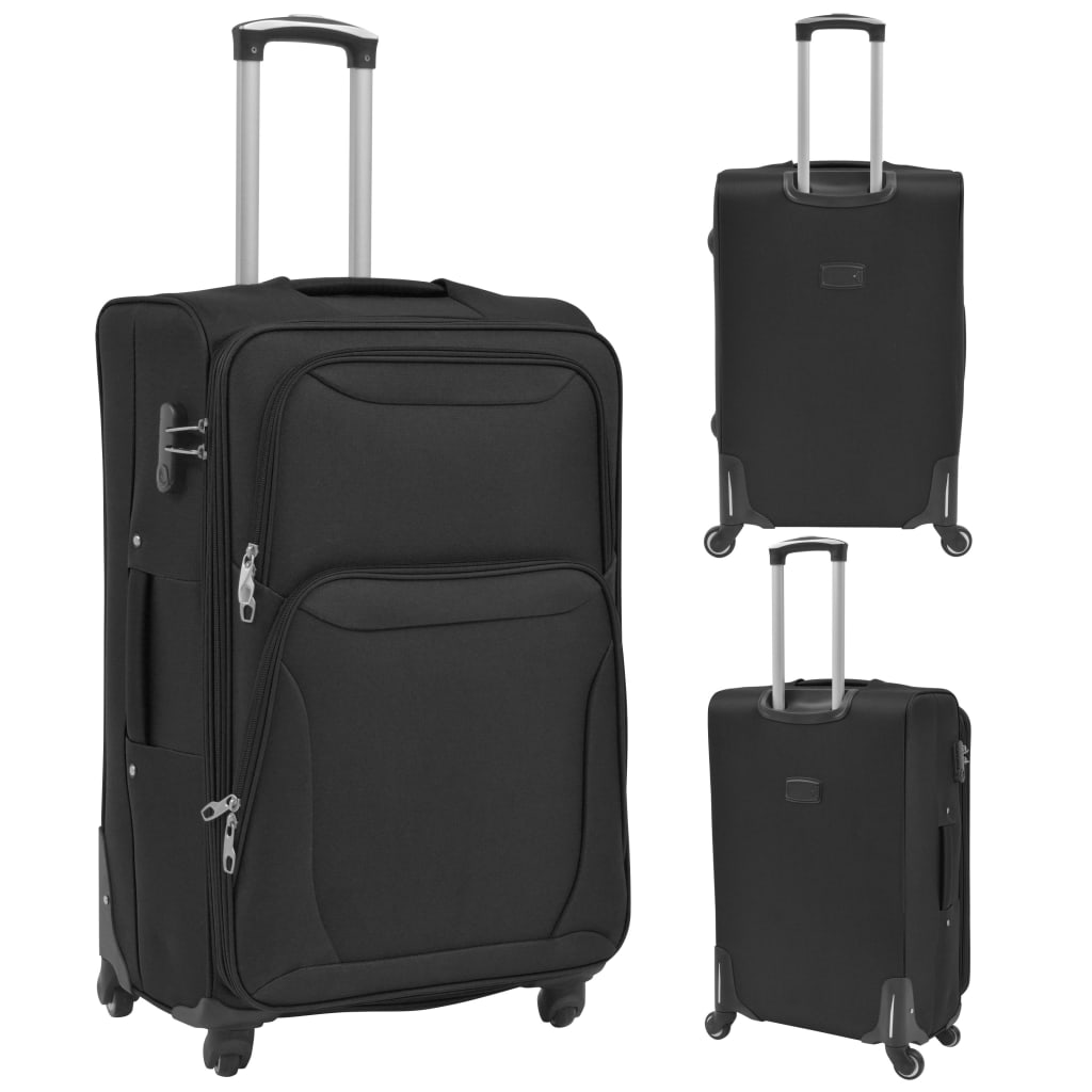 Conjunto de tróleis em estojo mole 3 pcs preto
