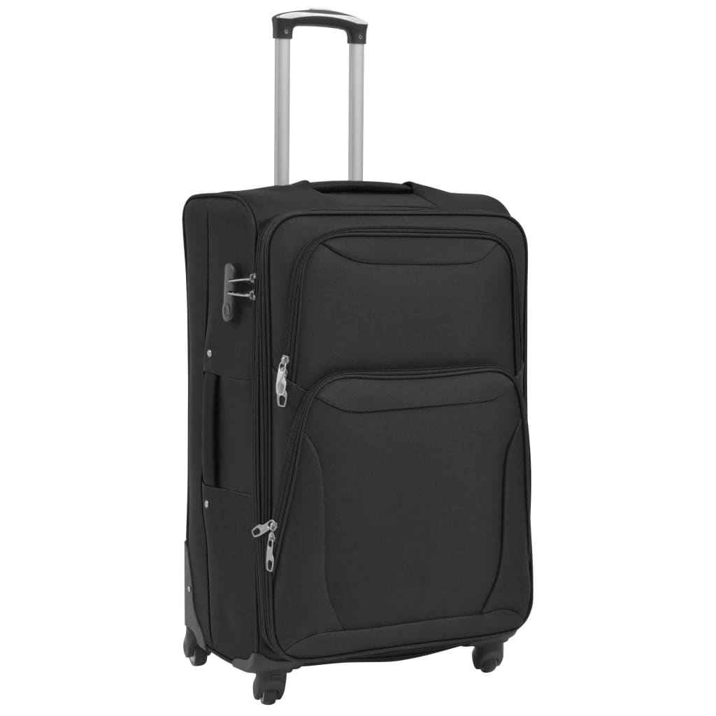 Conjunto de tróleis em estojo mole 3 pcs preto