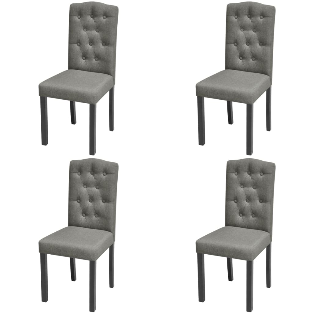 Cadeiras de jantar 4 pcs tecido cinzento