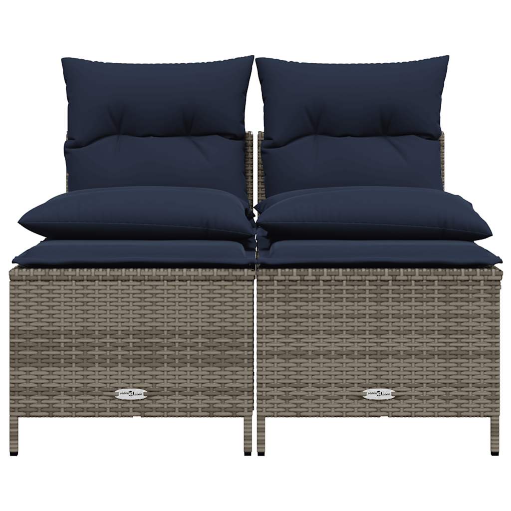 Conjunto de sofá de jardim com 4 peças e almofadas em rattan sintético cinza