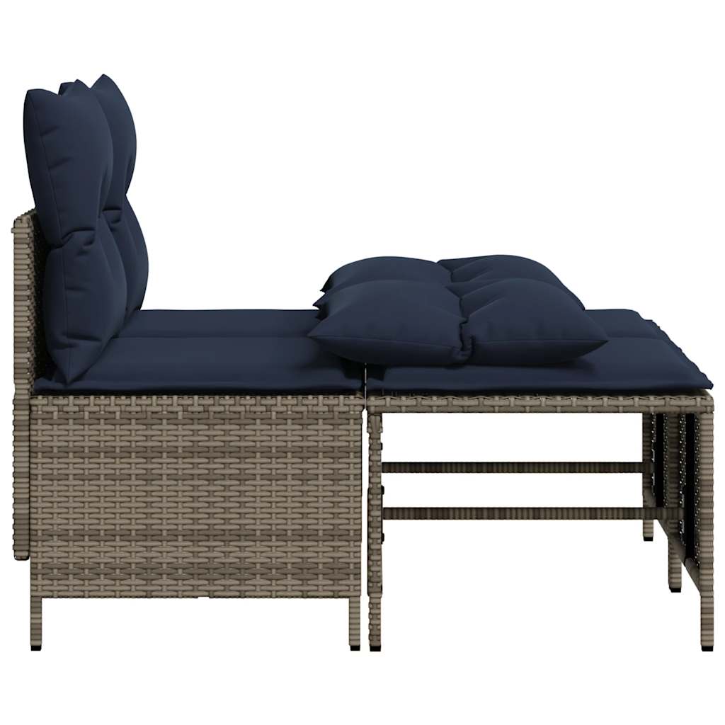 Conjunto de sofá de jardim com 4 peças e almofadas em rattan sintético cinza