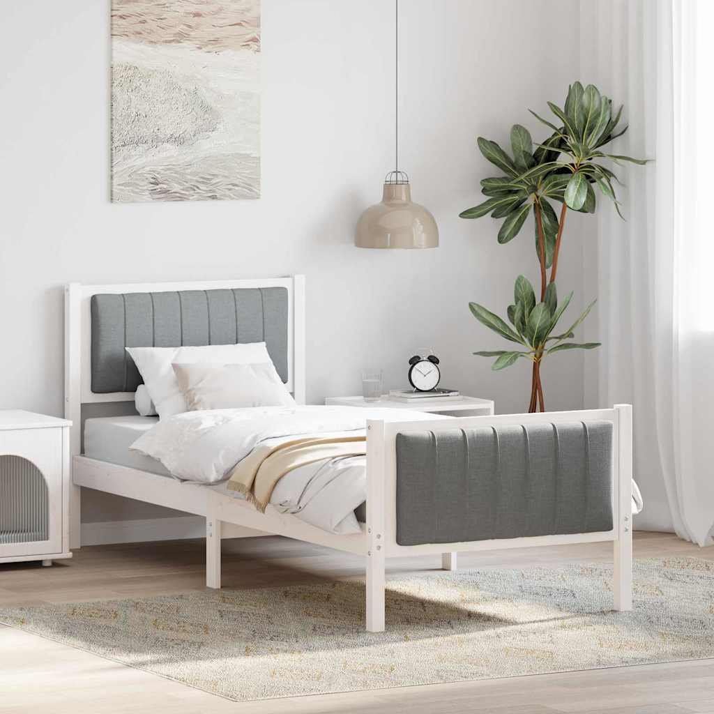 Estrutura da cama branco e cinza claro 75 x 190 cm