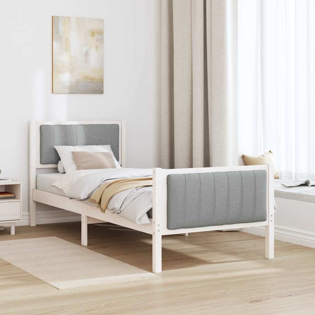 Estrutura da cama branco e cinza claro 75 x 190 cm