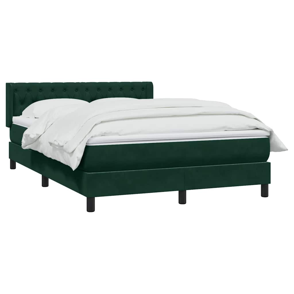 Cama com molas/colchão 160x220 cm veludo verde-escuro