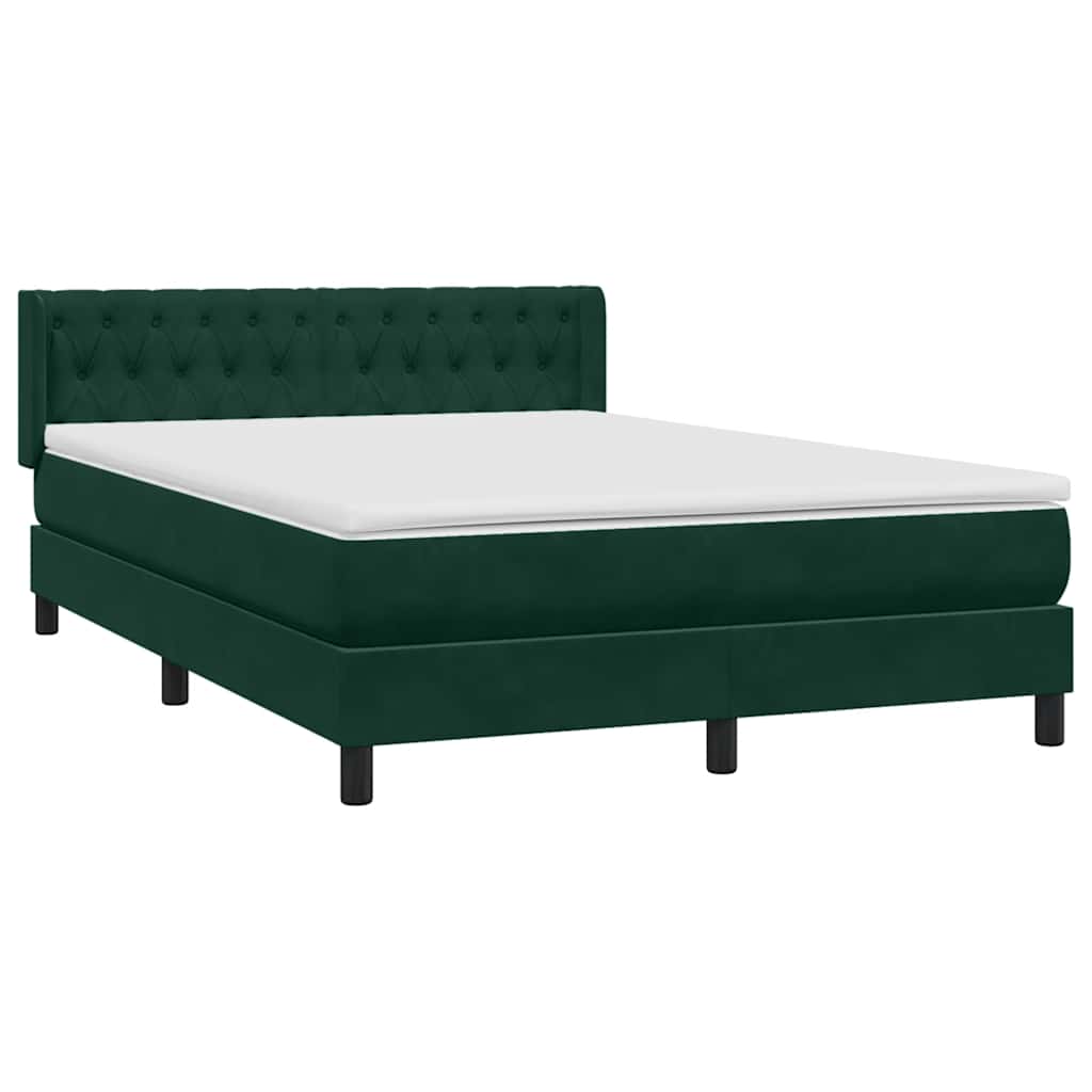 Cama com molas/colchão 160x220 cm veludo verde-escuro
