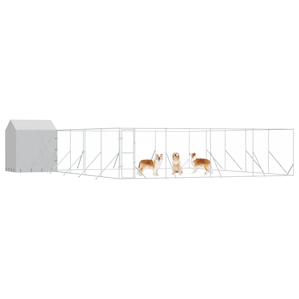 Canil de exterior com teto 10x10x2,5 m aço galvanizado prateado