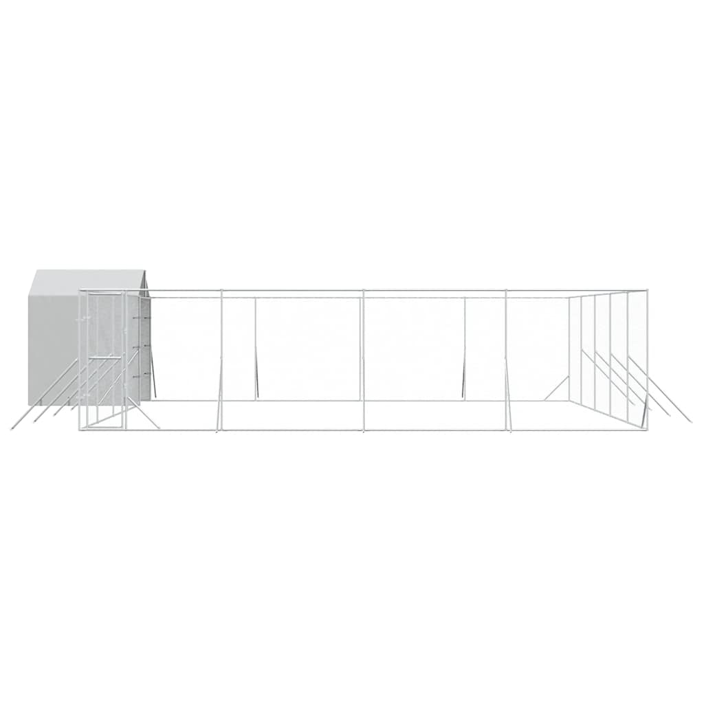 Canil de exterior com teto 10x10x2,5 m aço galvanizado prateado