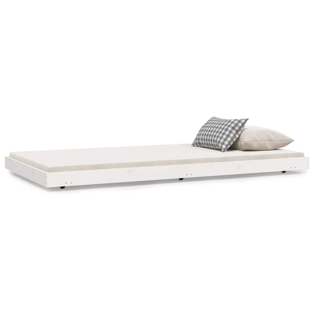 Cama sem colchão 100x200 cm madeira de pinho maciça branco
