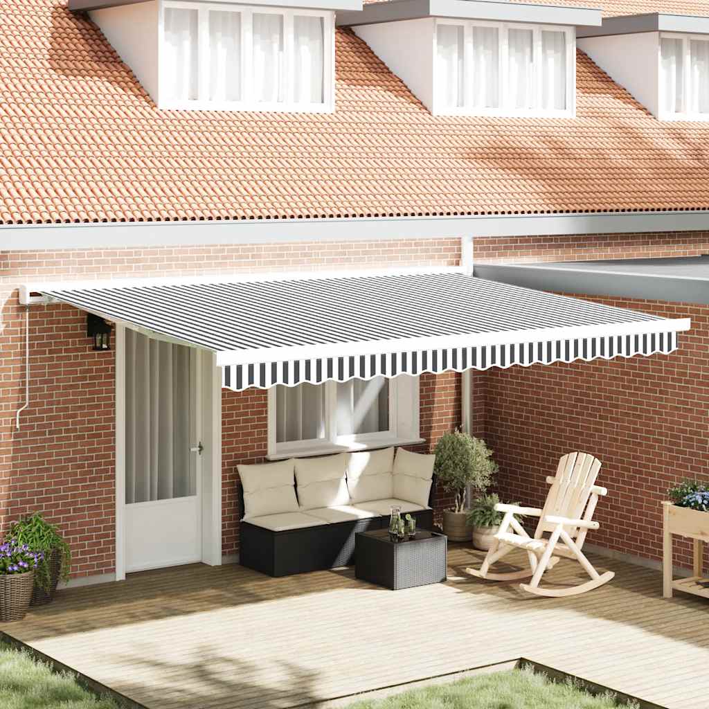 Toldo retrátil 4,5x3 m tecido e alumínio antracite e branco