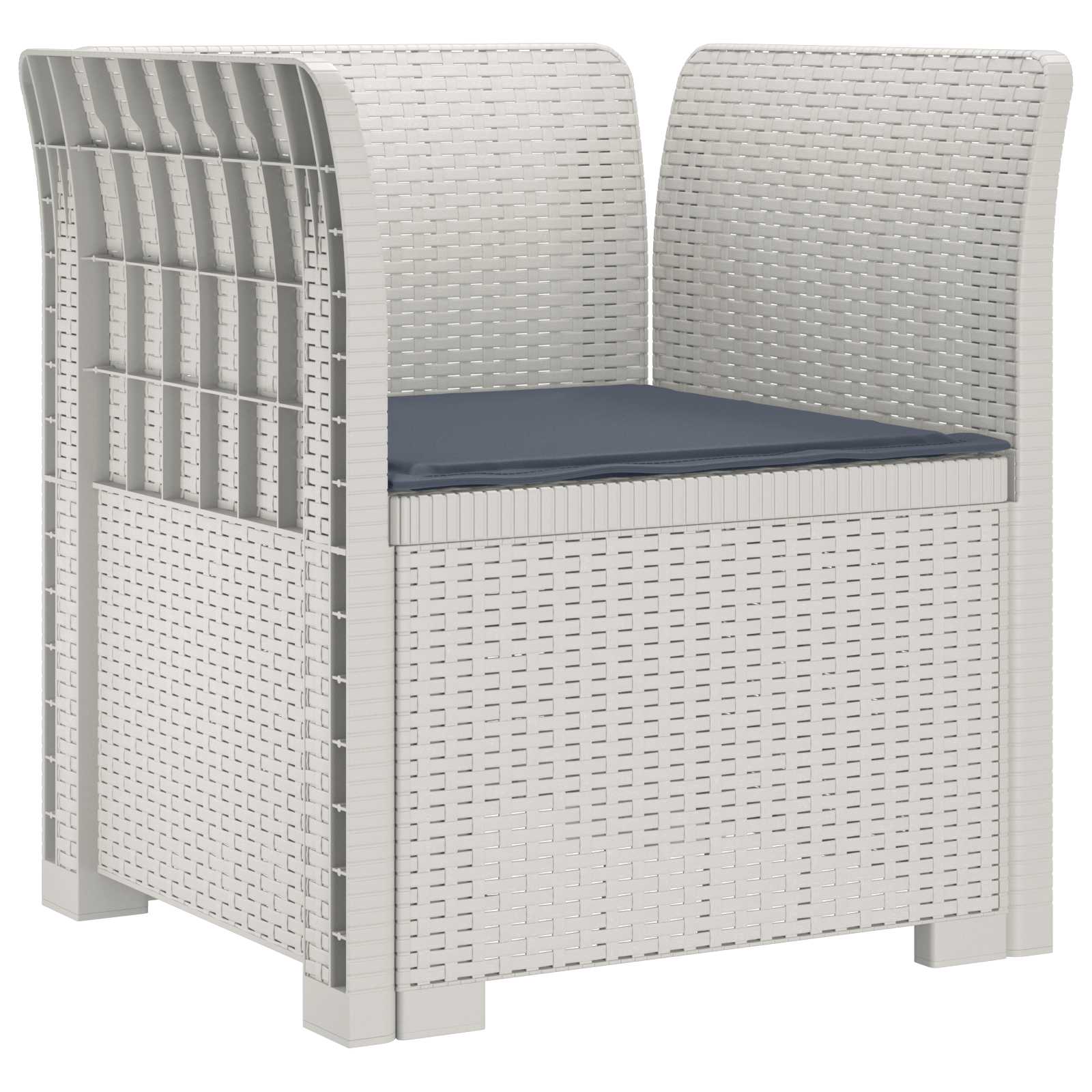 Poltrona 1 lugar com almofada look rattan PP branco