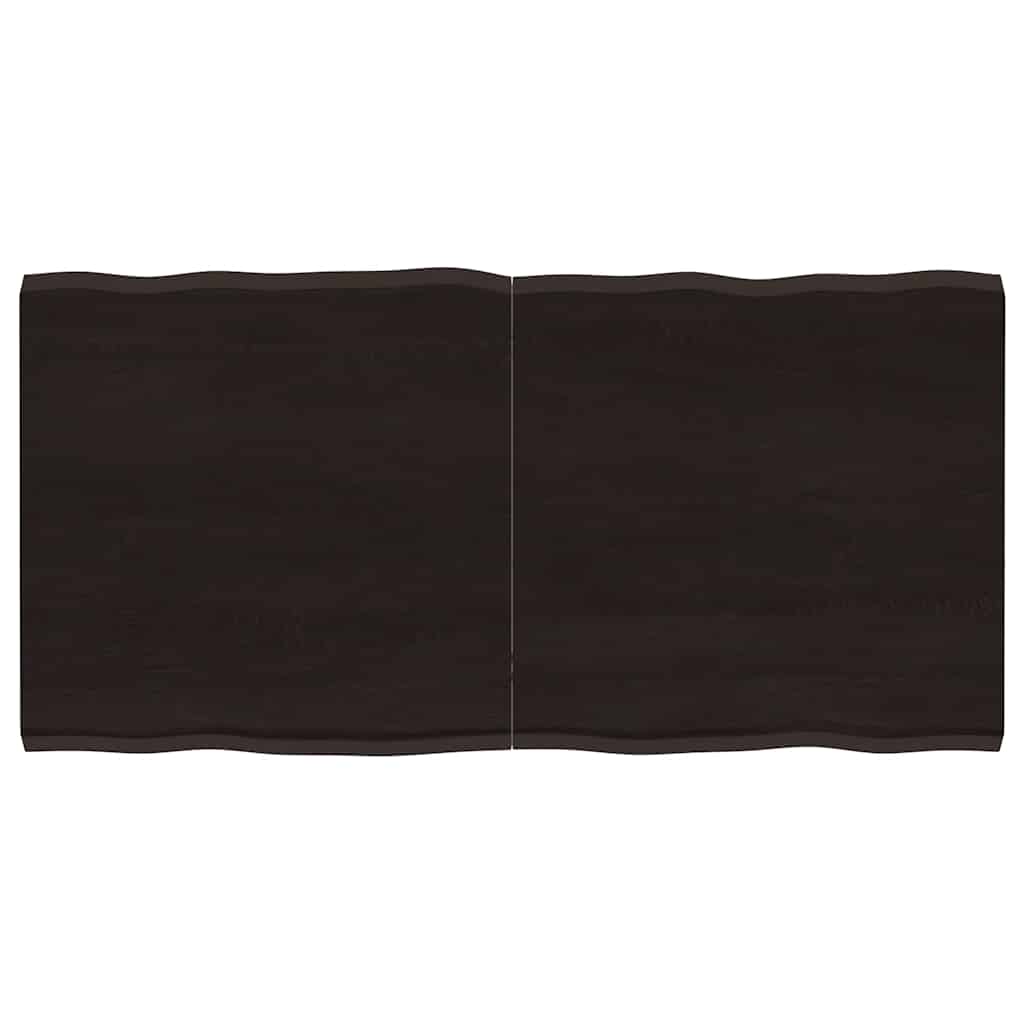 Tampo de mesa com bordas vivas maciço tratado castanho-escuro