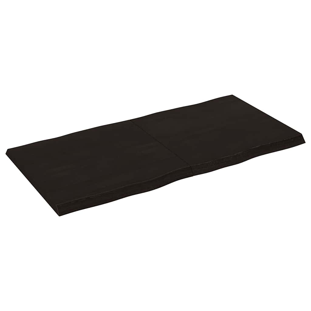 Tampo de mesa com bordas vivas maciço tratado castanho-escuro
