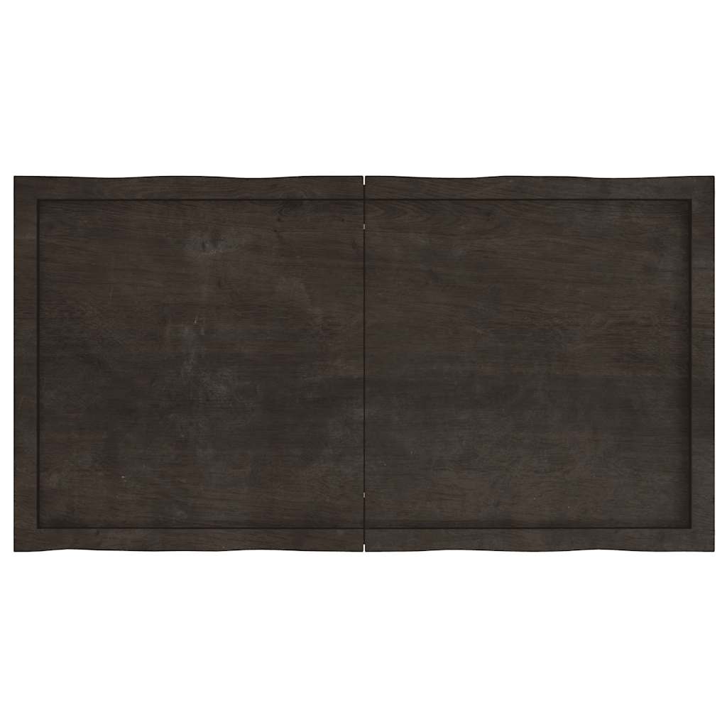 Tampo de mesa com bordas vivas maciço tratado castanho-escuro