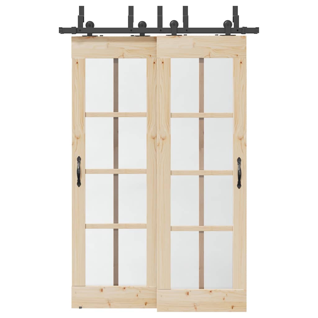 Kit de ferragens para porta deslizante 152,5 cm aço preto