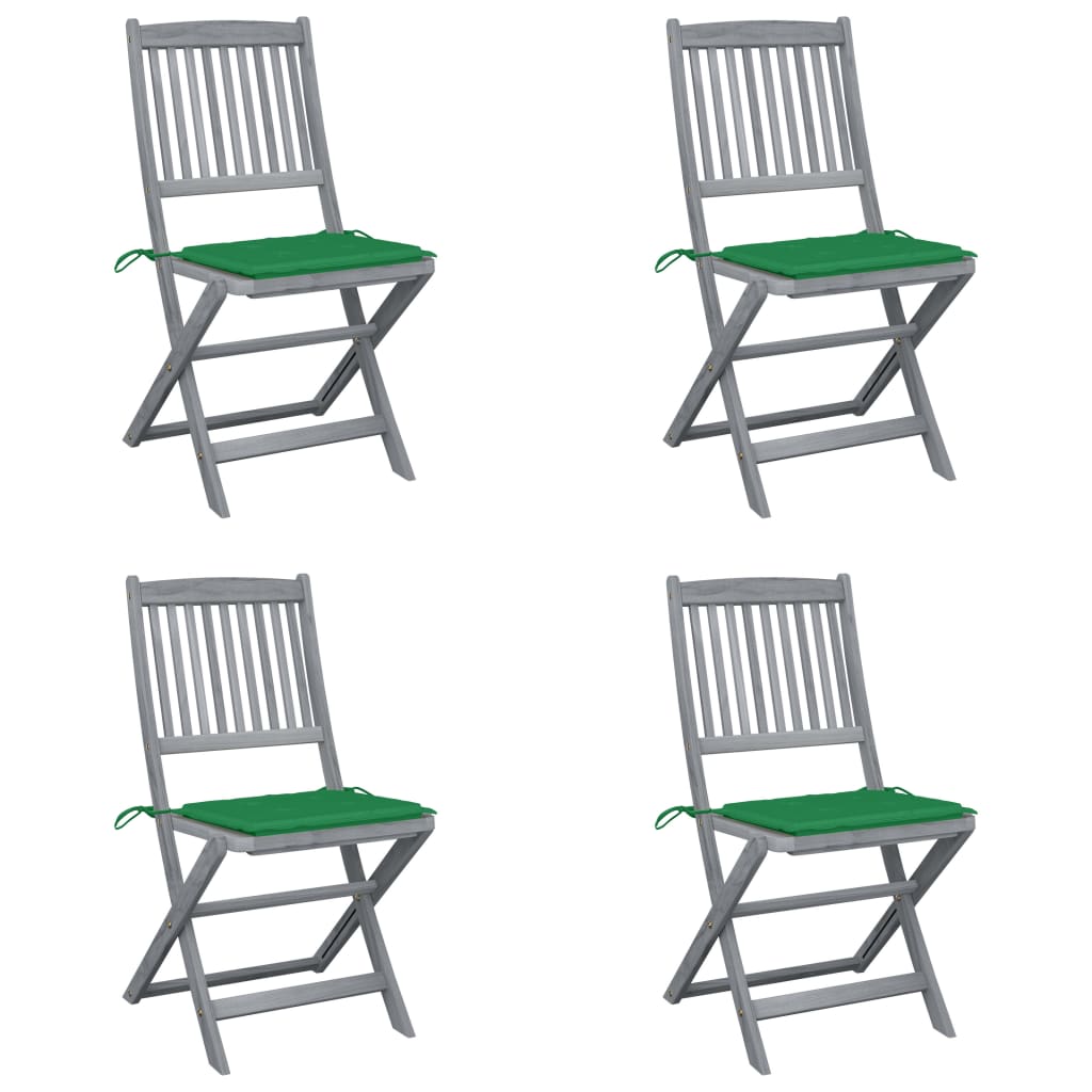 Cadeiras exterior dobráveis c/ almofadões 4 pcs acácia maciça