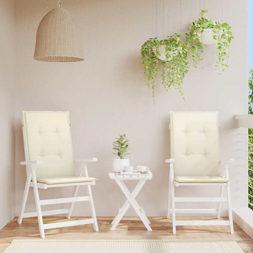 Almofadões para cadeiras altas de jardim 2 pcs tecido creme