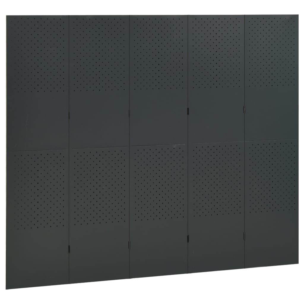 Divisória de quarto com 5 painéis aço 200x180 cm antracite