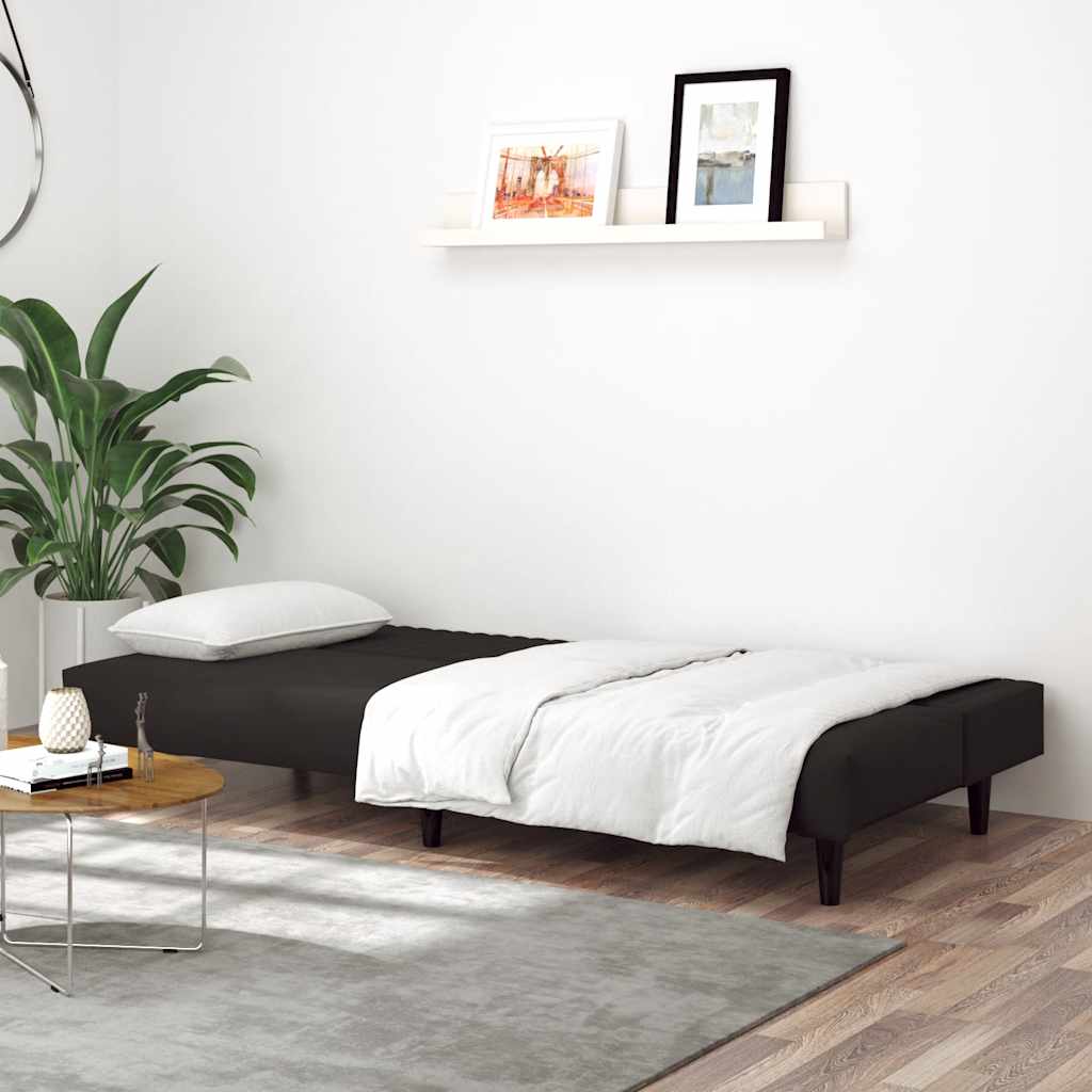 Sofá-cama de 2 lugares veludo preto