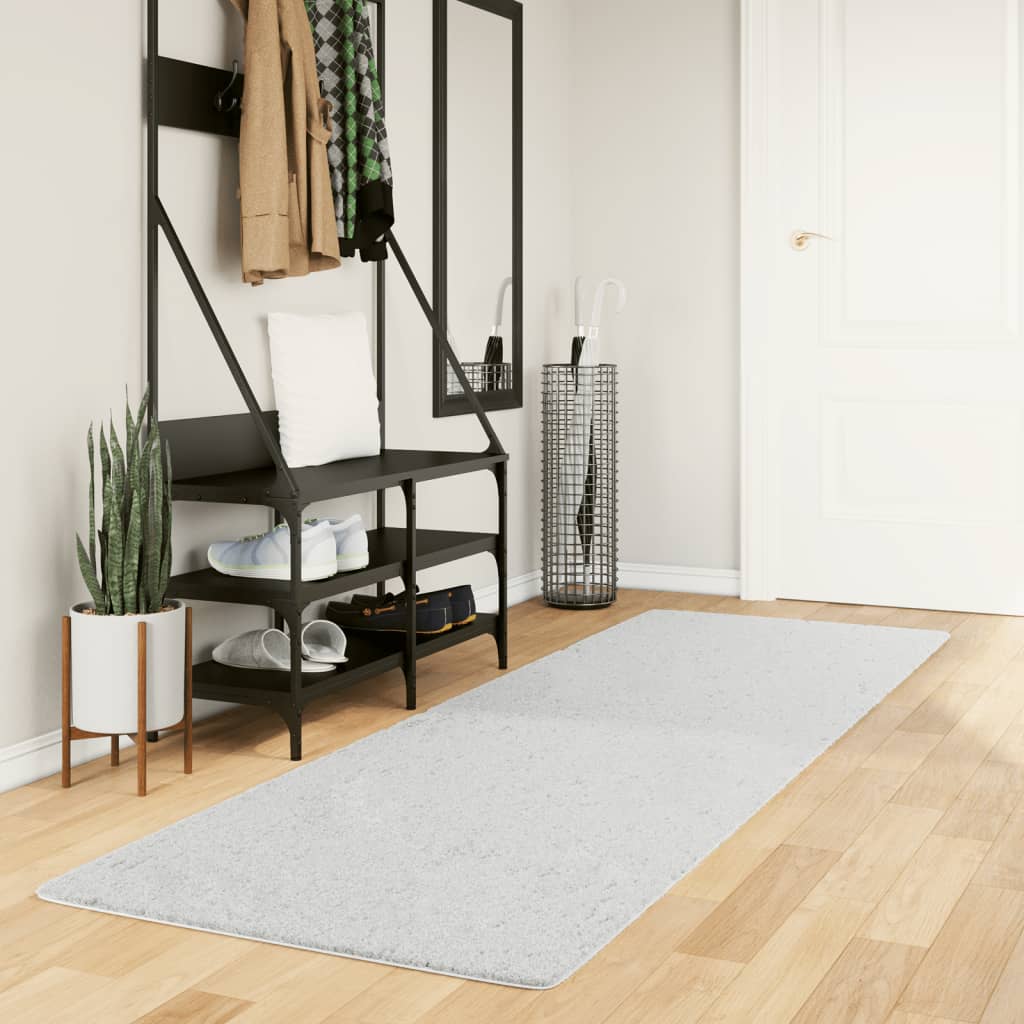 Tapete de pelo curto oviedo 80x250 cm cinzento