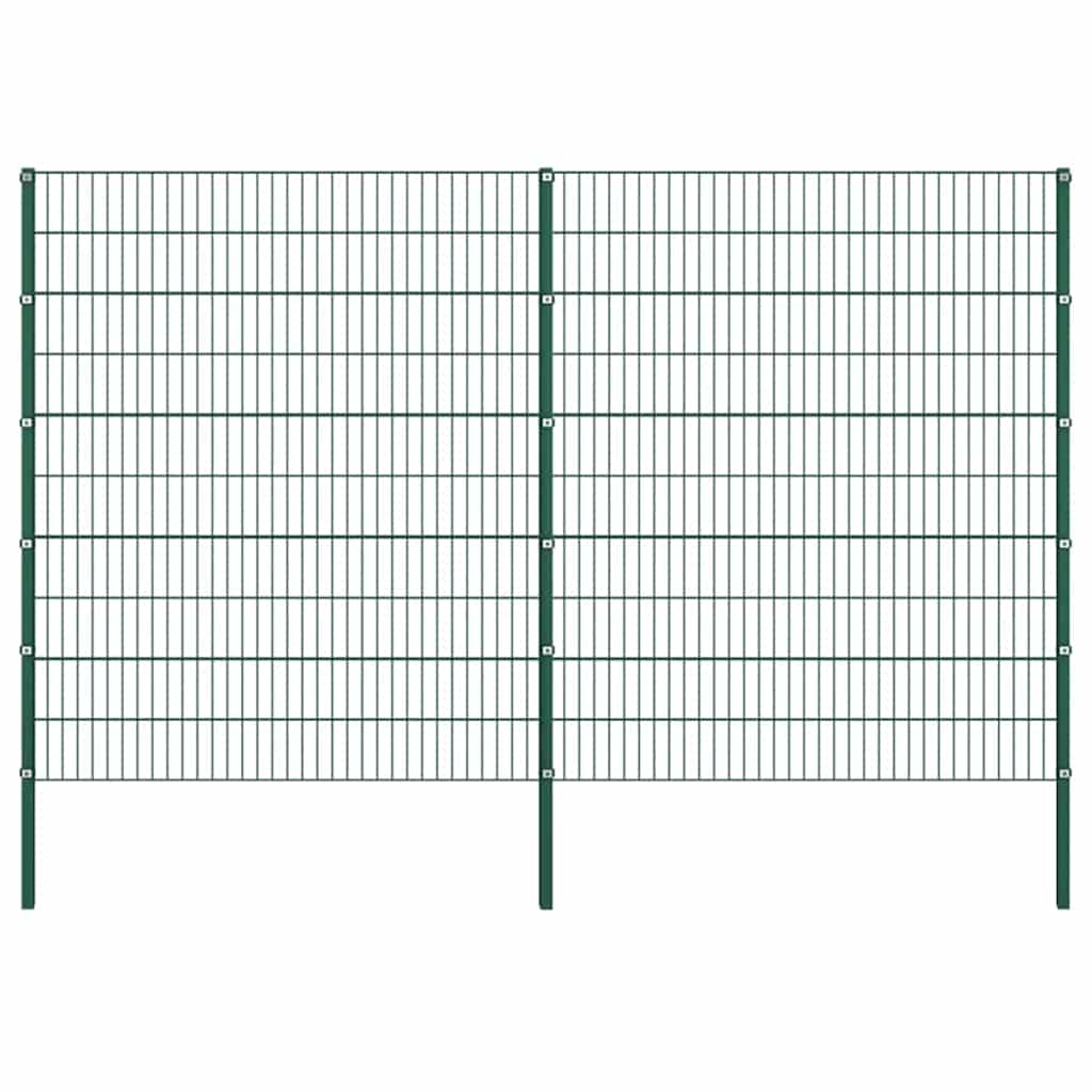 Painel de vedação com postes de ferro 349x200 cm verde