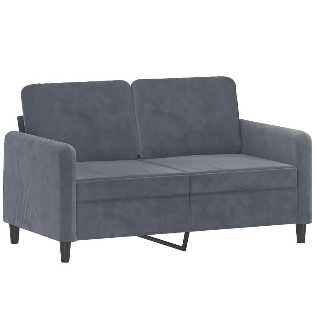 2 Pcs conjunto de sofás com almofadas veludo cinzento-escuro
