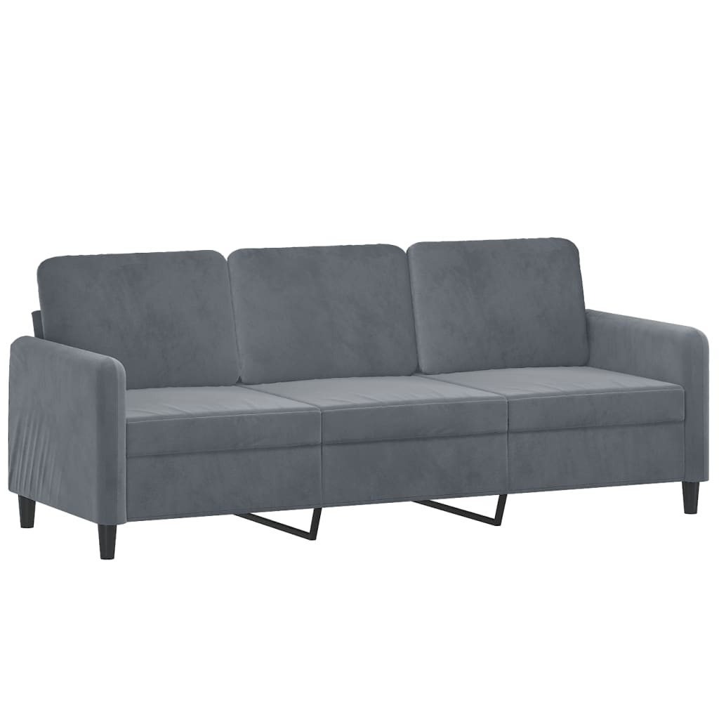 2 Pcs conjunto de sofás com almofadas veludo cinzento-escuro
