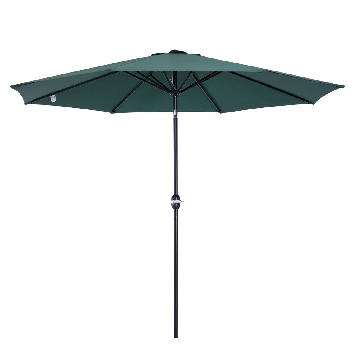 Chapéu de Sol de Jardim Ø295x250cm com Manivela Chapéu de Sol Exterior com Mecanismo de Inclinação e Mastro Desmontável de Metal