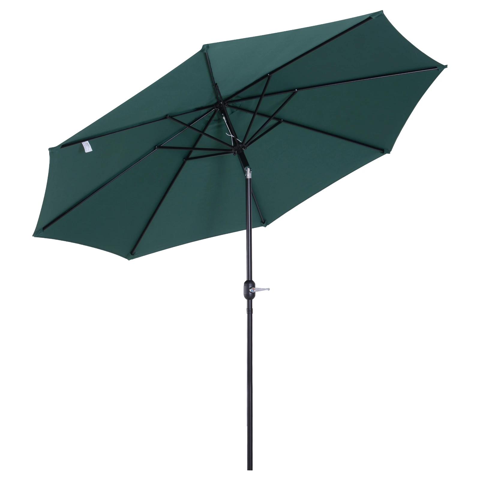Chapéu de Sol de Jardim Ø295x250cm com Manivela Chapéu de Sol Exterior com Mecanismo de Inclinação e Mastro Desmontável de Metal