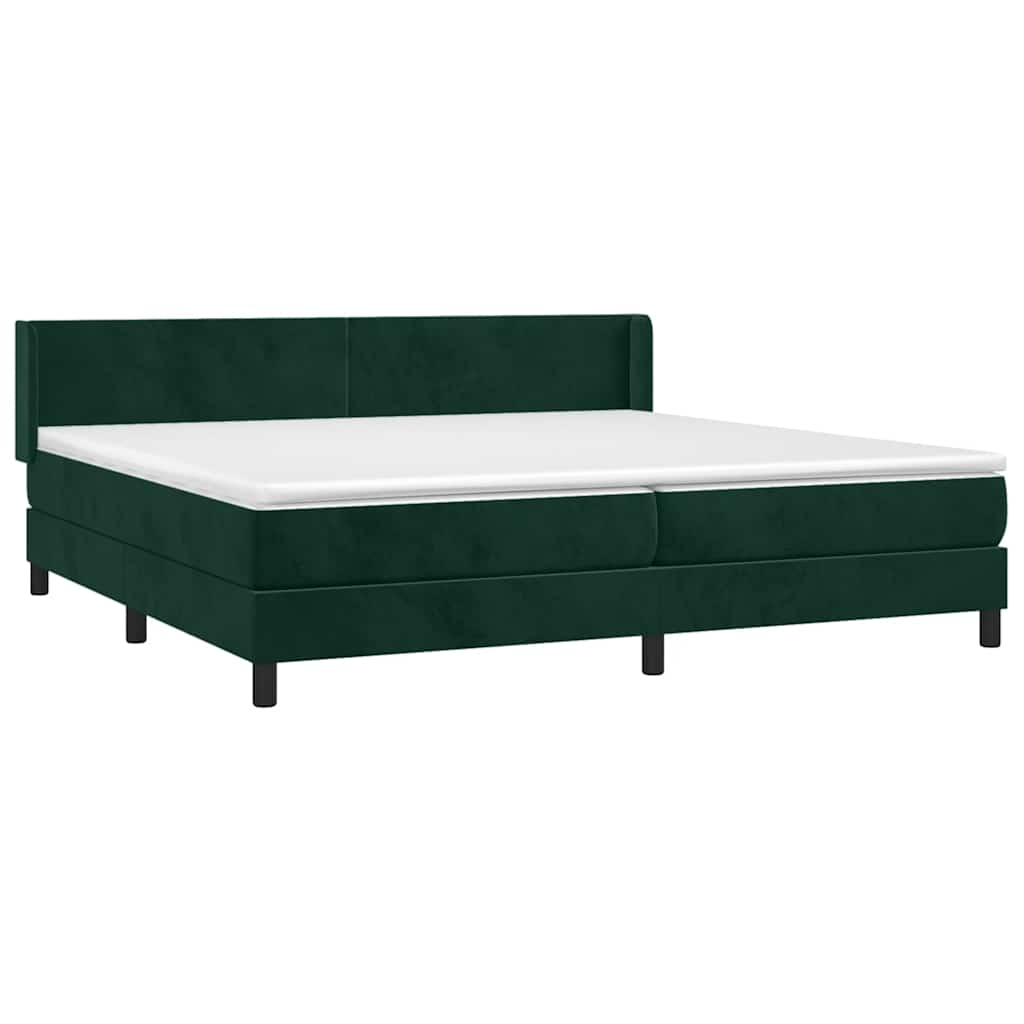 Cama com molas/colchão 200x200 cm veludo verde-escuro