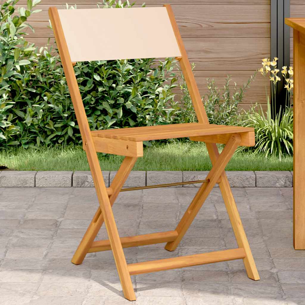 Cadeiras de bistrô 2 pcs madeira de acácia maciça/tecido bege