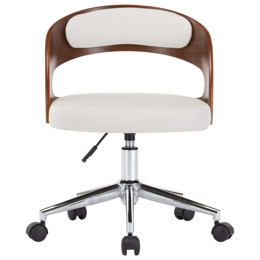 Cadeiras jantar 2 pcs madeira curvada e couro artificial branco