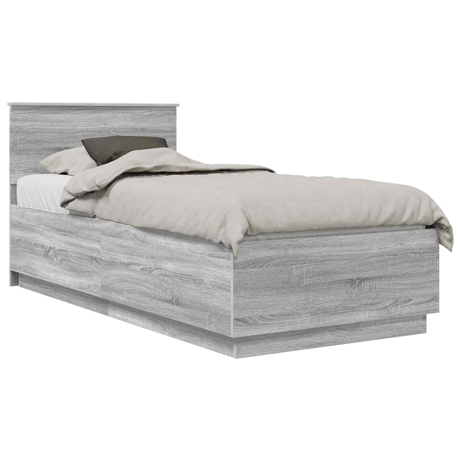 Estrutura da cama com cabeceira sonoma cinzento 70 x 190 cm