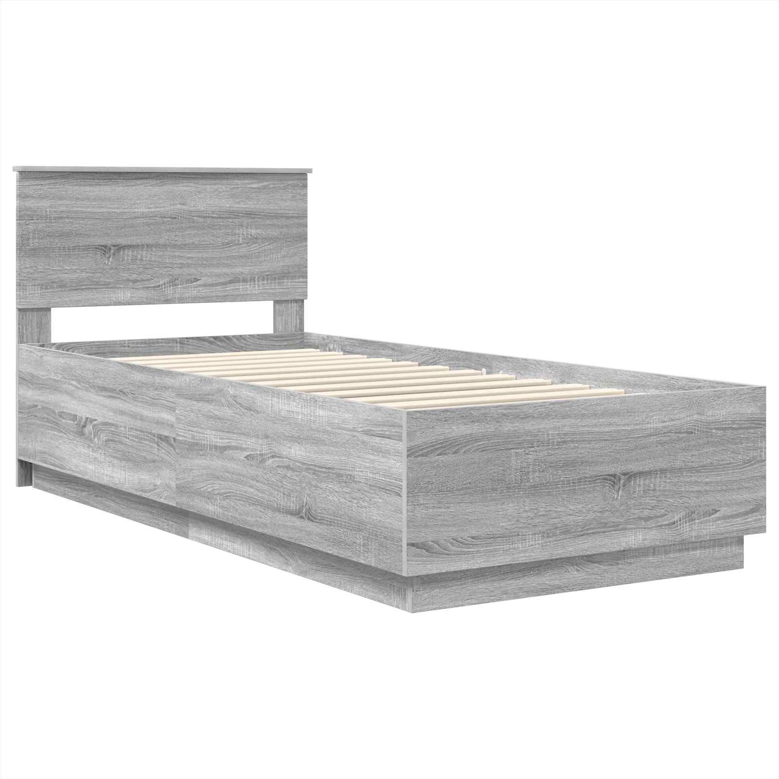 Estrutura da cama com cabeceira sonoma cinzento 70 x 190 cm