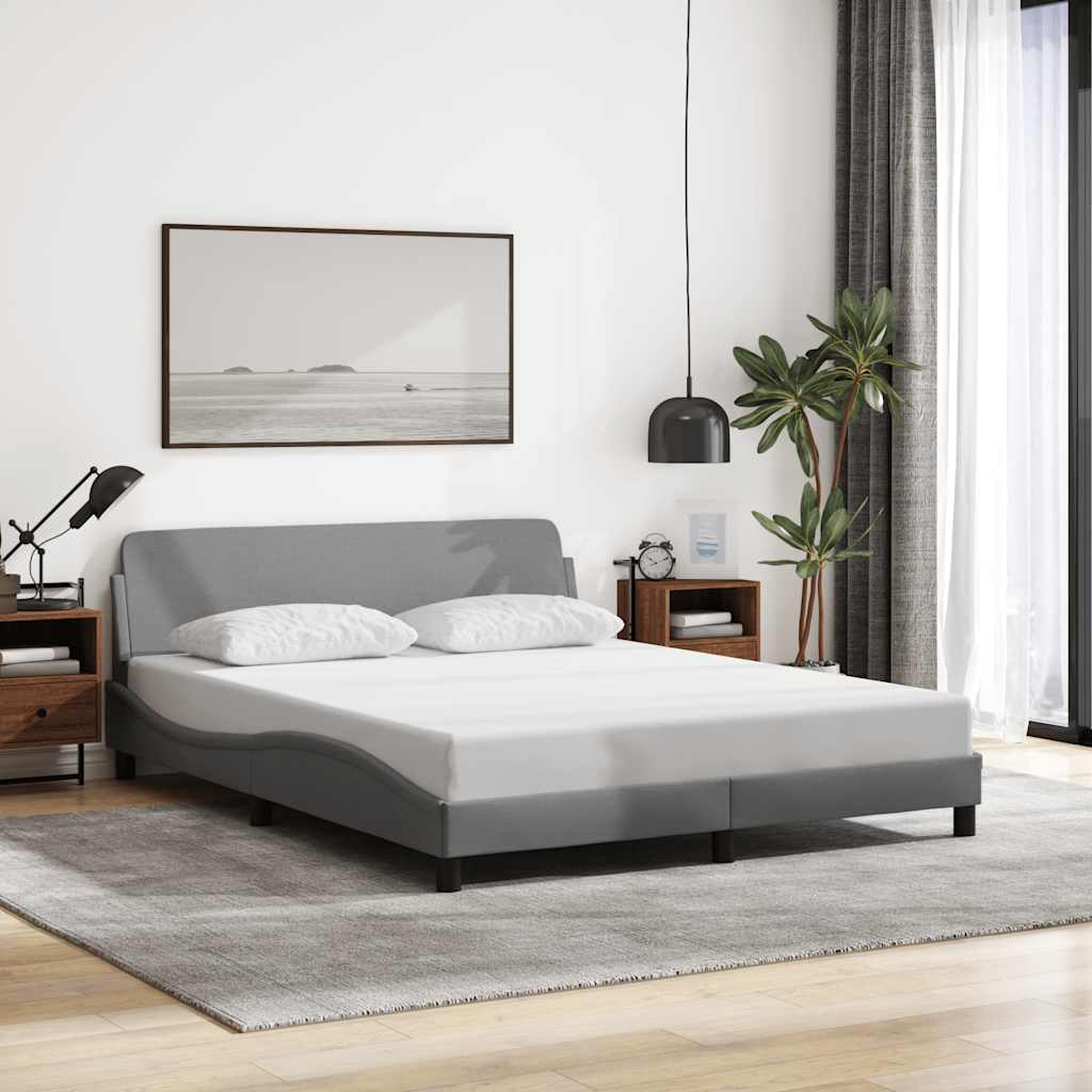 Estrutura de cama dover 152x203 cm tecido cinzento-claro