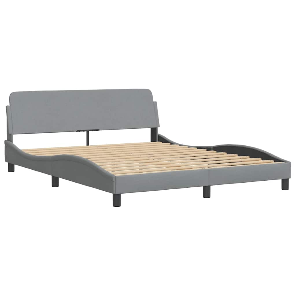 Estrutura de cama dover 152x203 cm tecido cinzento-claro
